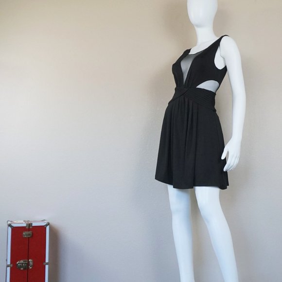 Muui Mini Black Dress with Mesh Cut Outs - Picture 5 of 6